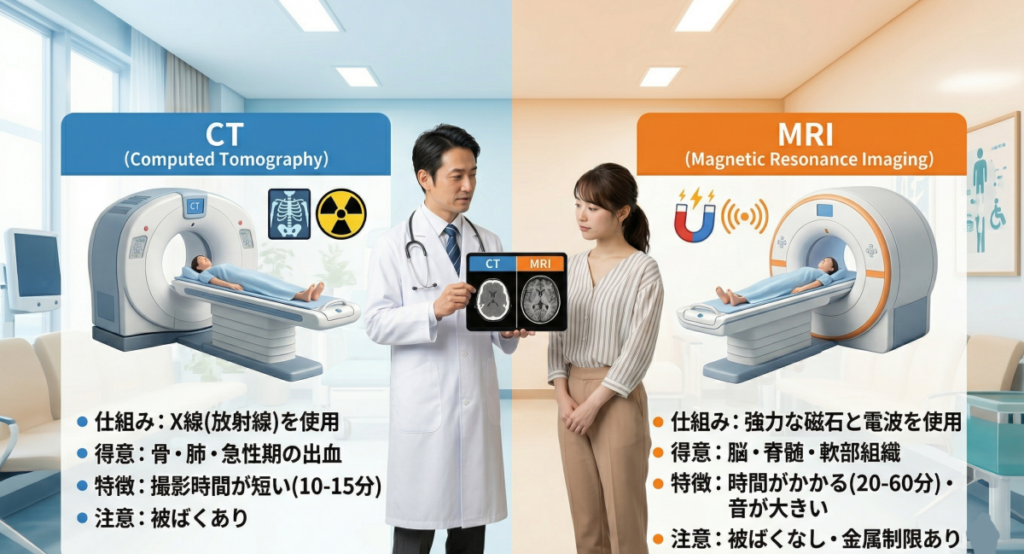 CTとMRIの基本的な違いを5つのポイントで比較