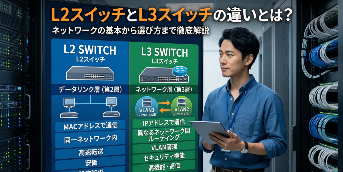 L2スイッチとL3スイッチの違いとは？ネットワークの基本から選び方まで徹底解説