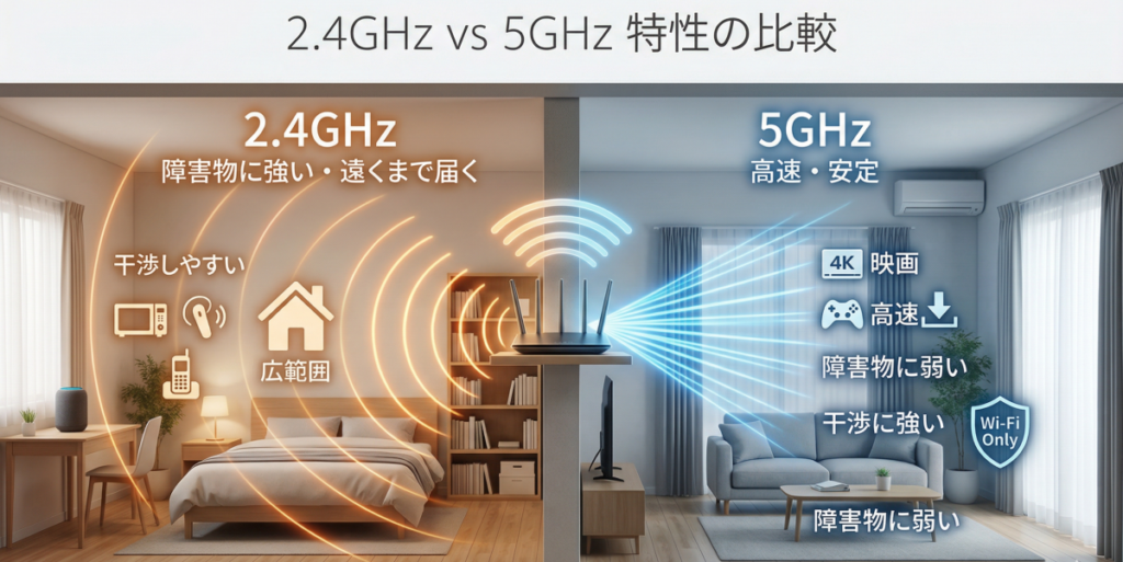 【基本編】2.4GHzと5GHzの根本的な違いとは？それぞれの特徴を比較