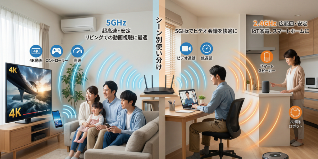 【実践編】あなたの環境に最適なのはどっち？シーン別の2.4GHzと5GHzの違いと賢い使い分け