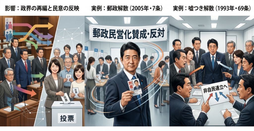 【比較】7条解散と69条解散違いがもたらす影響と過去の実例