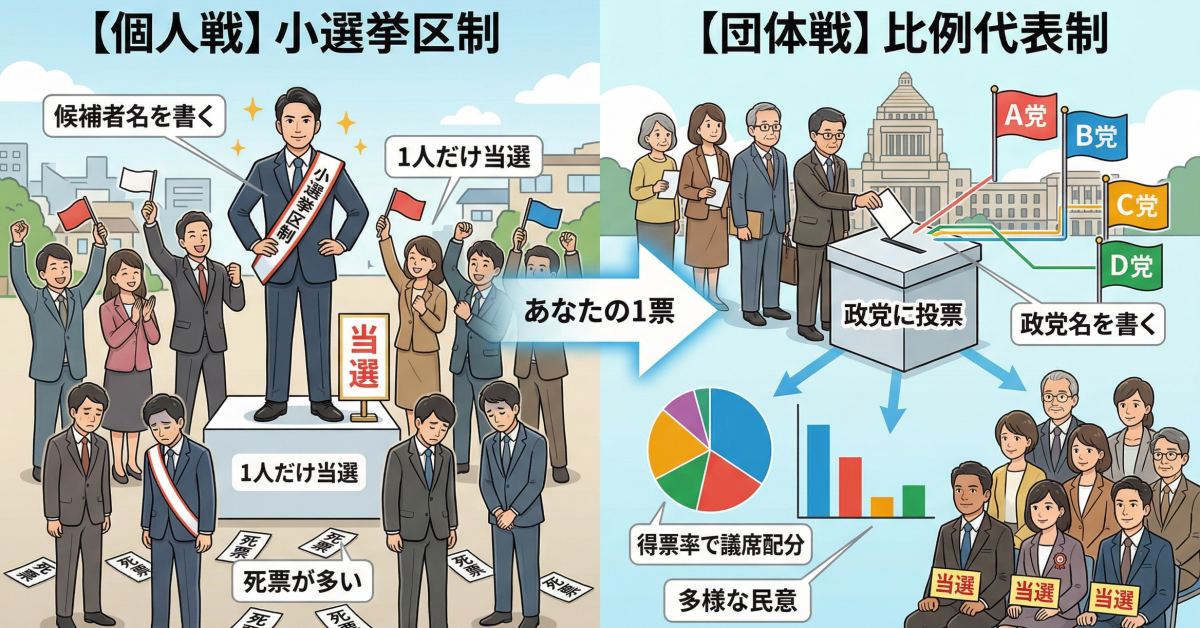 小選挙区制と比例代表制の違いをわかりやすく解説！あなたの1票はこう活きる