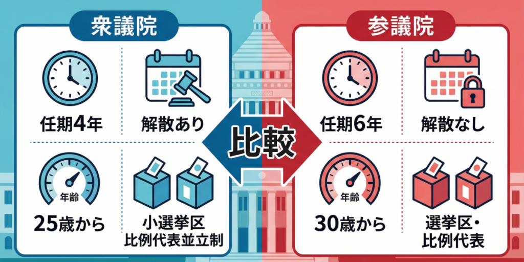 衆議院選挙と参議院選挙の権限の違いが政治に与える影響をわかりやすく解説