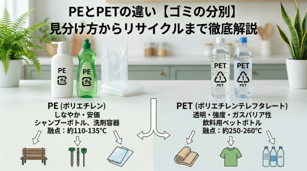 PEとPETの違い【ゴミの分別】見分け方からリサイクルまで徹底解説