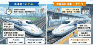 のぞみとひかりの違いは時間だけ？料金・停車駅・選び方を徹底解説