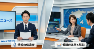 アナウンサーとキャスターの違い、NHKではどう違う？役割から採用形態まで徹底解説