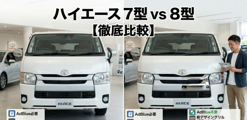 ハイエース7型と8型の違いは？【徹底比較】変更点を分かりやすく解説