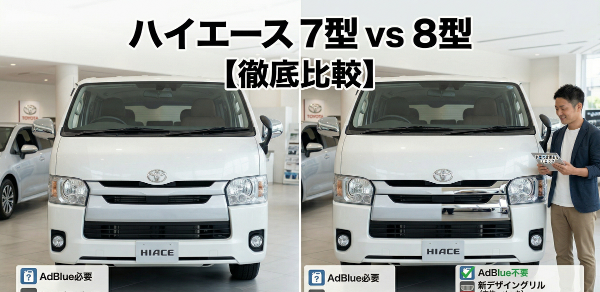 ハイエース7型と8型の違いは？【徹底比較】変更点を分かりやすく解説