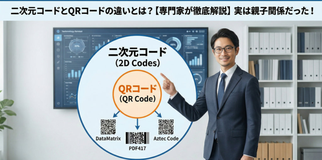 二次元コードとQRコードの違いとは？【専門家が徹底解説】実は親子関係だった！