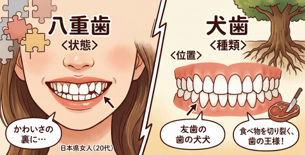 八重歯と犬歯の基本的な違いをイラストで理解しよう