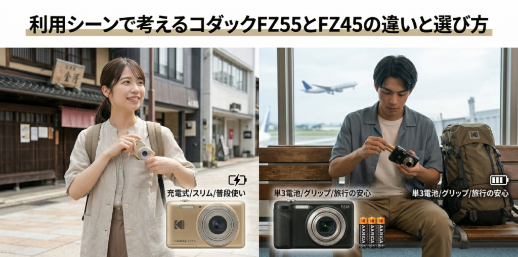 利用シーンで考えるコダックFZ55とFZ45の違いと選び方