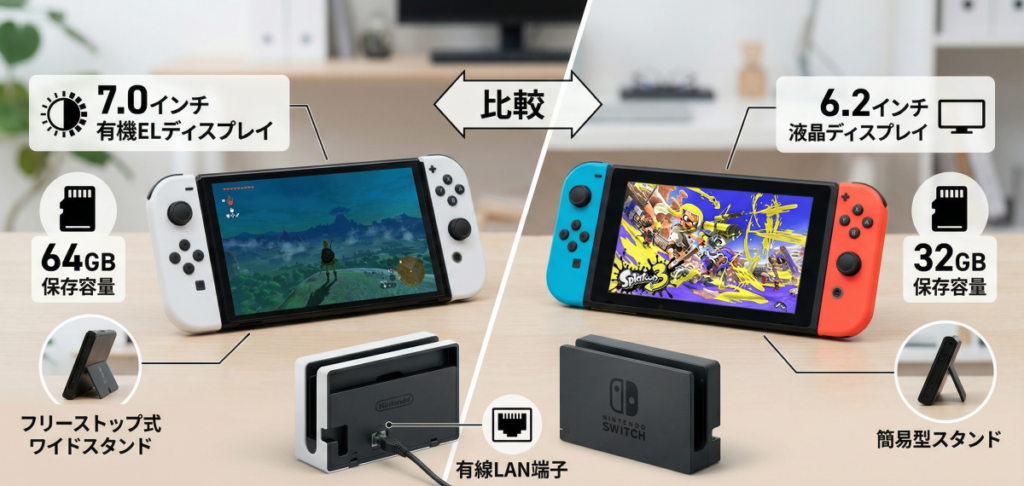Switchの有機ELモデルと通常モデルの根本的な違いを徹底比較