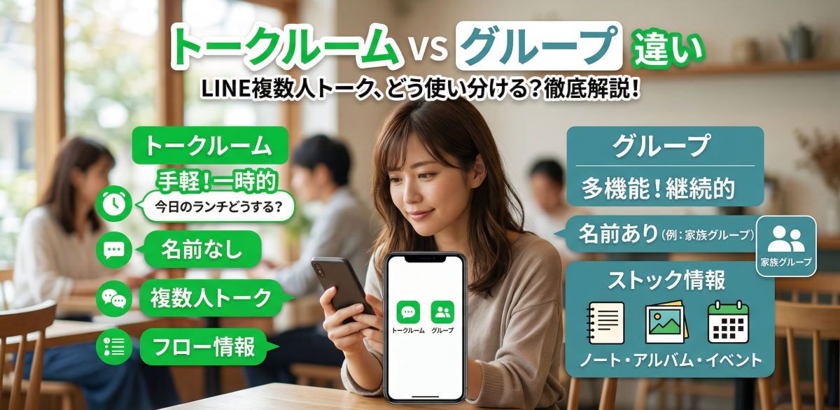 トークルームとグループの違い【LINE】複数人トークとの関係から使い方まで徹底解説