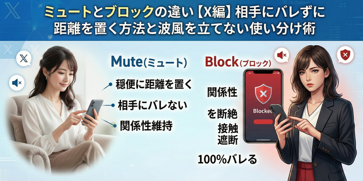 ミュートとブロックの違い【X編】相手にバレずに距離を置く方法と波風を立てない使い分け術