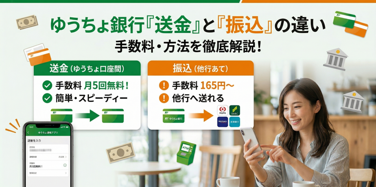 送金と振込の違い、ゆうちょ銀行ならどう違う？手数料や方法を徹底解説