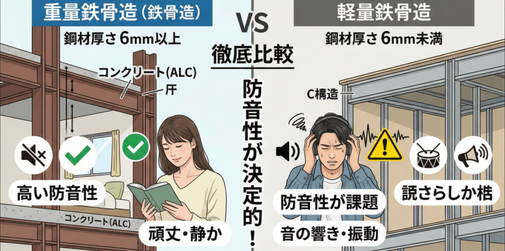 鉄骨と軽量鉄骨の違いは防音性！アパート選びで後悔しないための徹底比較